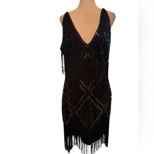 Women’s Black Sequin Fringe Dress by Babeyond NWOT Size XL